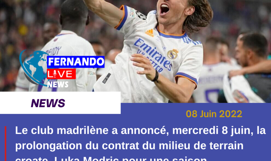 Prolongation du Joueur Croate Luka Modric jusqu’en 2023